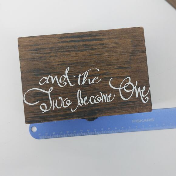 Ring Box & Drop a Heart Sign Wooden Rustic Love Romantic Wedding - Picture 4 of 15